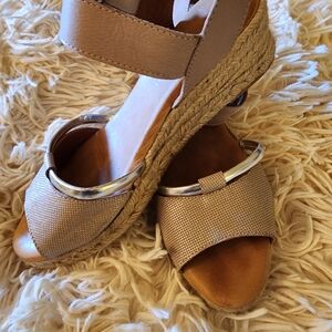 Eric Michael Espadrille Beige and Silver Sandal